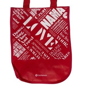 Lululemon Manifesto Dance Sing Floss and Travel Shopping Tote Bag Red White